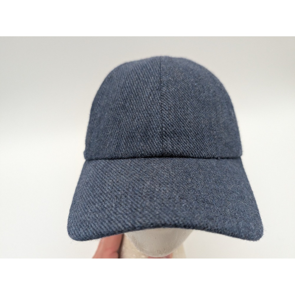 Storied Hats Navy Blue Wool Blend Baseball Cap Leather Strap Adjustable Hat